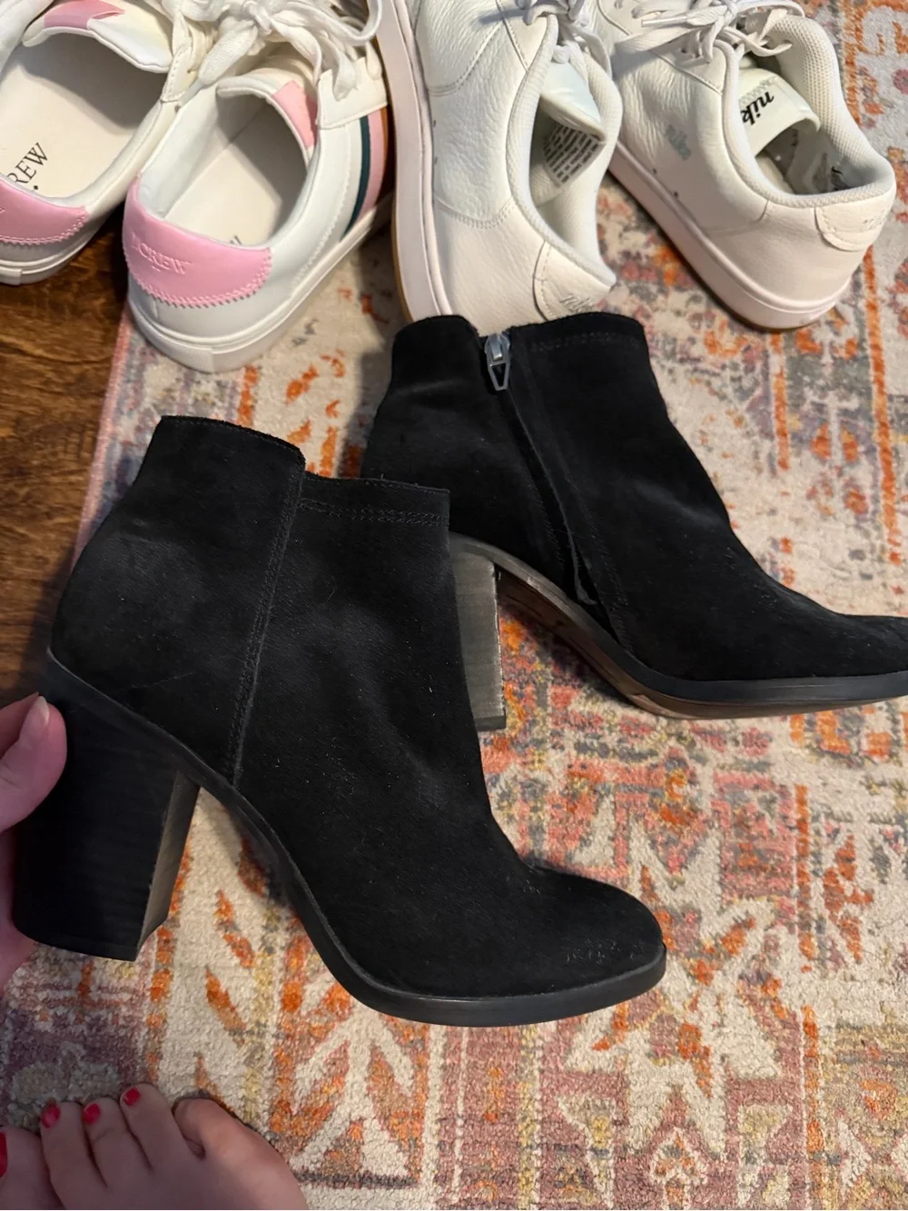 Dolce Vita Black Suede Block Heel Ankle Booties